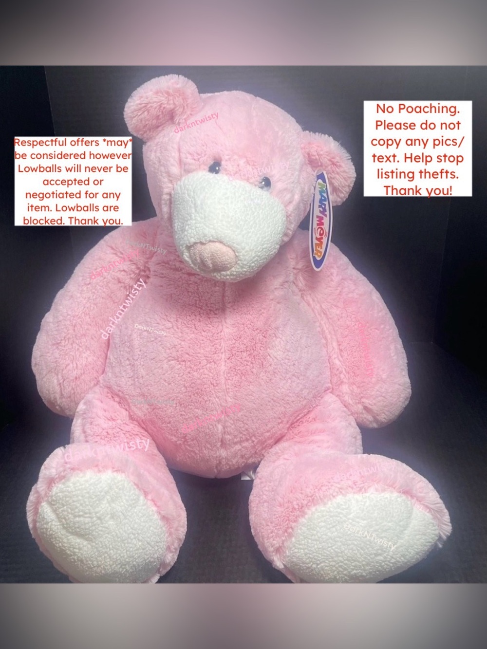 VERY RARE VHTF BNWT Mary Meyer Huge Pink Teddy Bear GORGEOUS IT’s A GIRL!